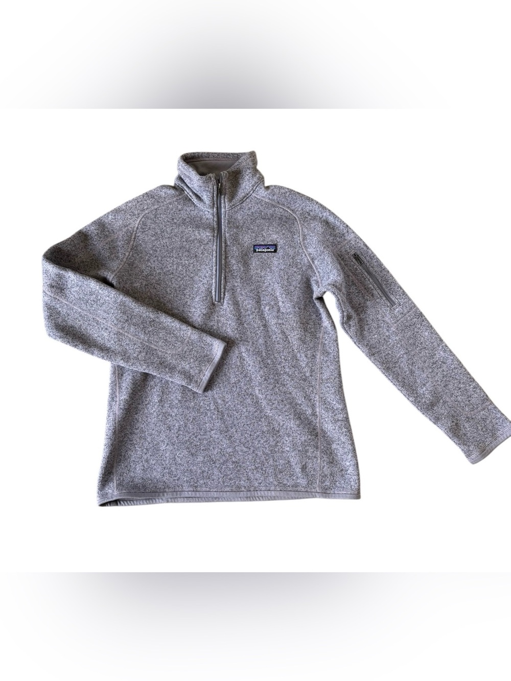 Patagonia Better Sweater 1/4-Zip Heather Gray Sz L Zip Pocket Logo Fleece Lined